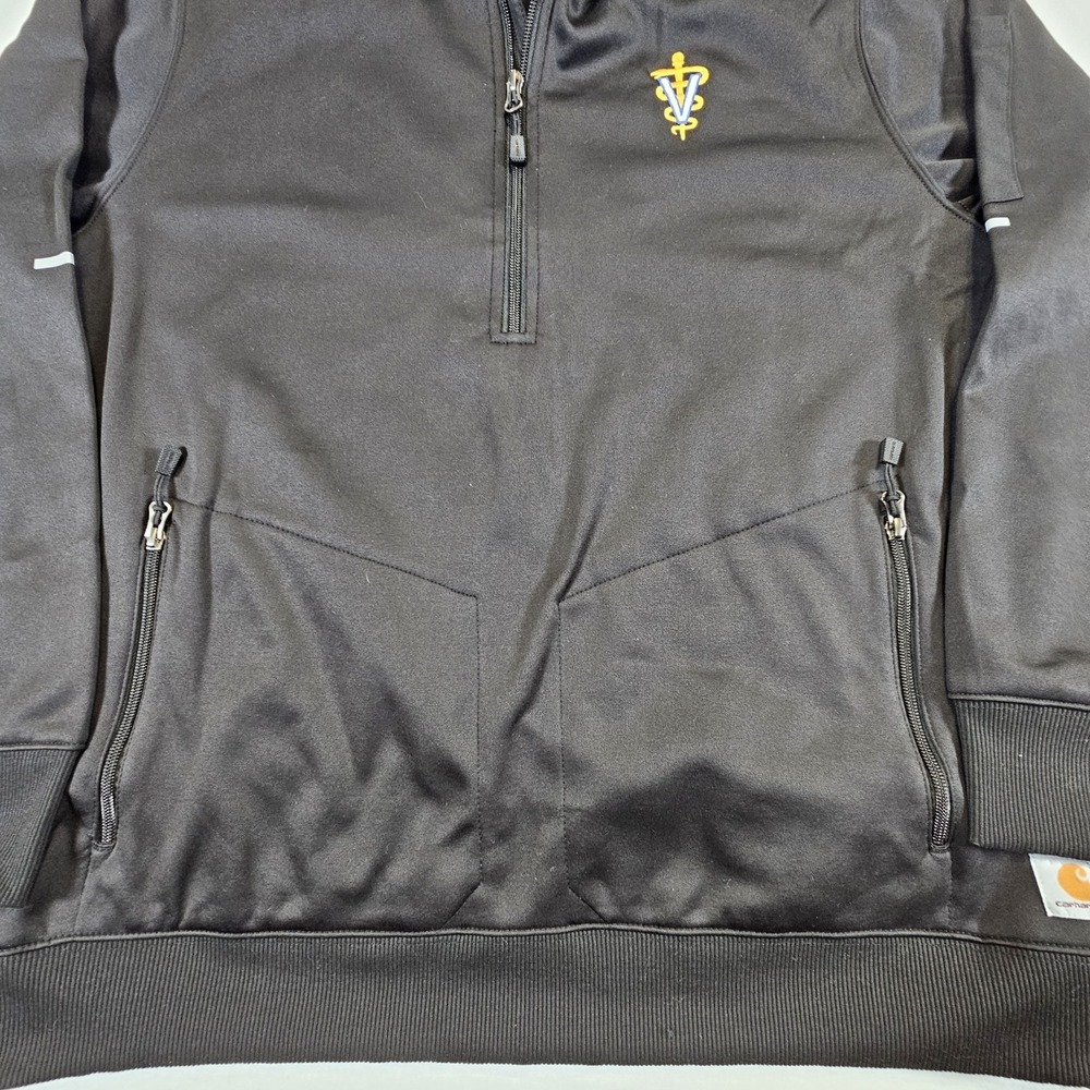 Carhartt Jacket Mens Large Black Veterinarian Logo Rugged Scrub Half Zip‎ - Picture 6 of 14